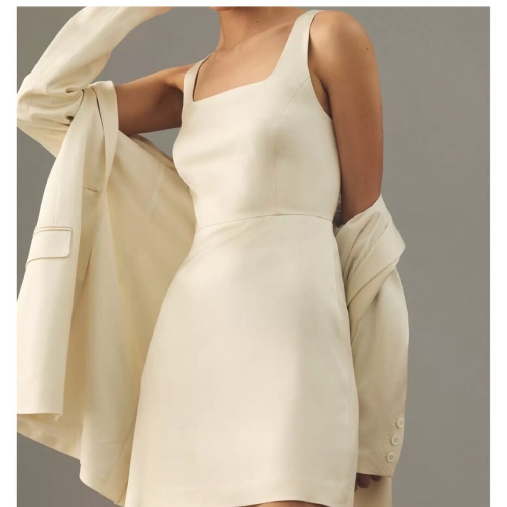 Favorite Daughter Cream Ruched Sheath Mini Dress